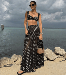 High Waist Bikini Black Polka Dots Print Swimsuit Set(s)