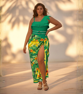 Plus Size 3D leaf-patterned Print Swimsuit Set(s)