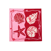 Pink Contrasting Color With Seashell Print Square Scarf