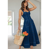 Buttons Sling Dark Blue Denim Dress