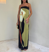 Bandeau Blossom Printed Maxi Dress
