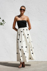 Bandeau Polka Dot Print Dress