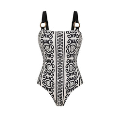 Adjustable Shoulder Straps Black Print Swimsuit Set(s)