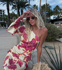 Oblique Shoulder Printed Dress