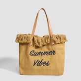 Canvas Tote Bag with Embroidered Lettering
