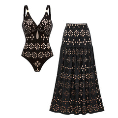 Sling Cut Out Laser Cutting Flower Swimsuit Set(s)