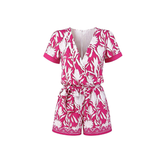 Pink Block Print Wrap Romper