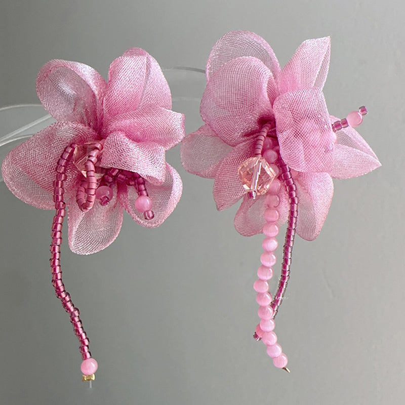Handmade Beaded Flower Stud Earrings