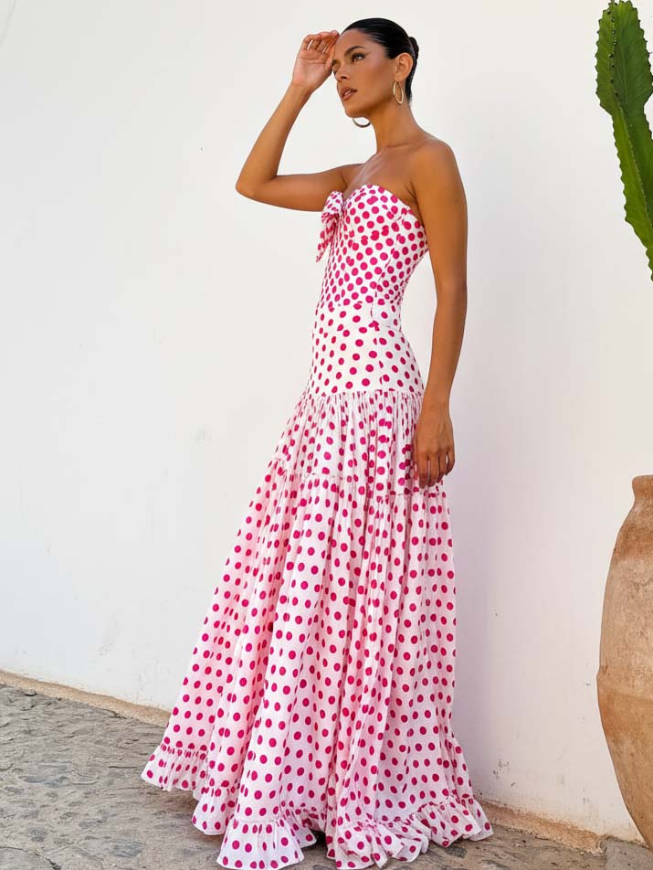Plus Size Bowknot Polka Dot Print One Piece Swimsuit and Skirt