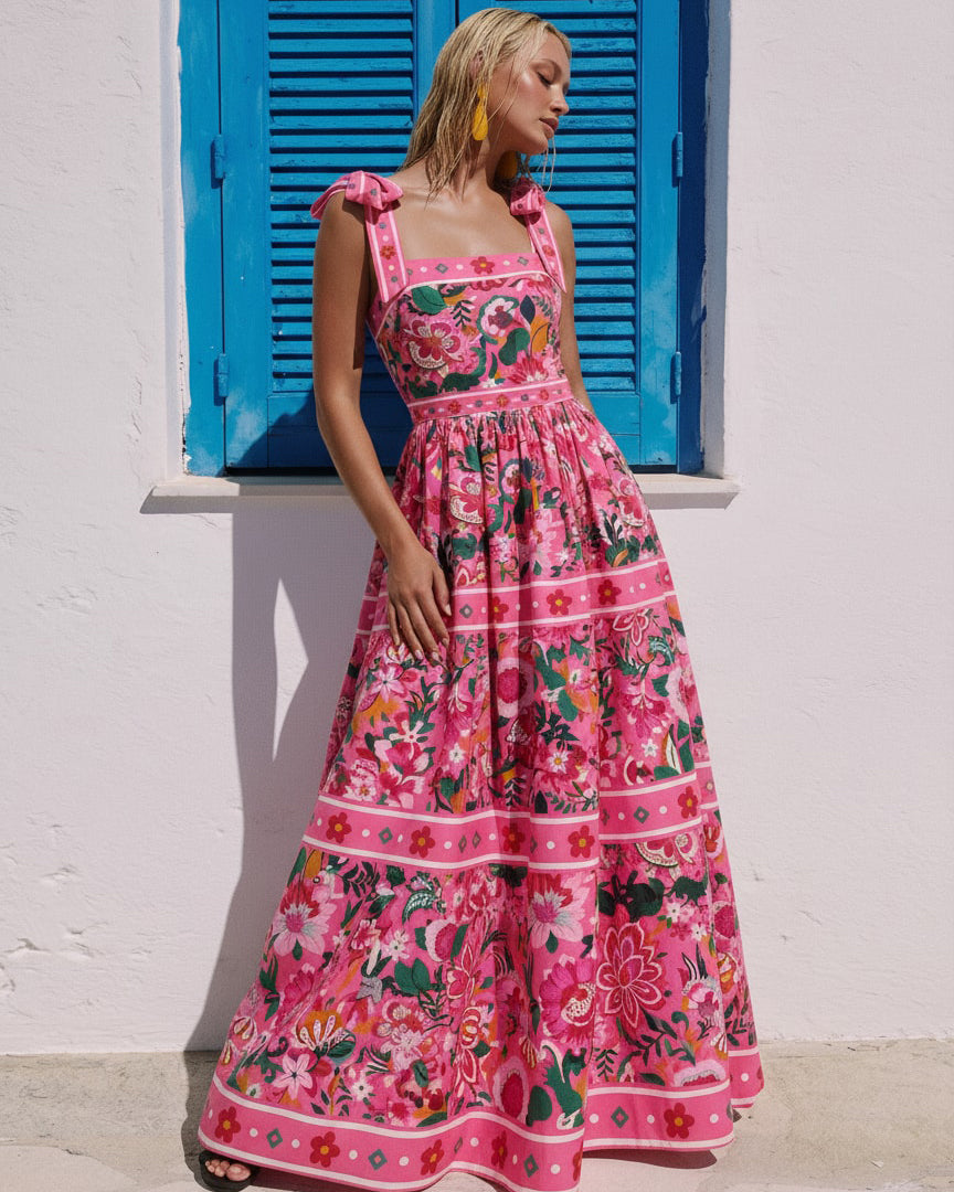 Plus Size Pink Floral Paradise Print One Piece Swimsuit and Skirt