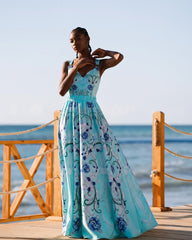 Sling Blue Jewelry Series Pattern Print One Piece Swimsuit and Skirt or Sarong