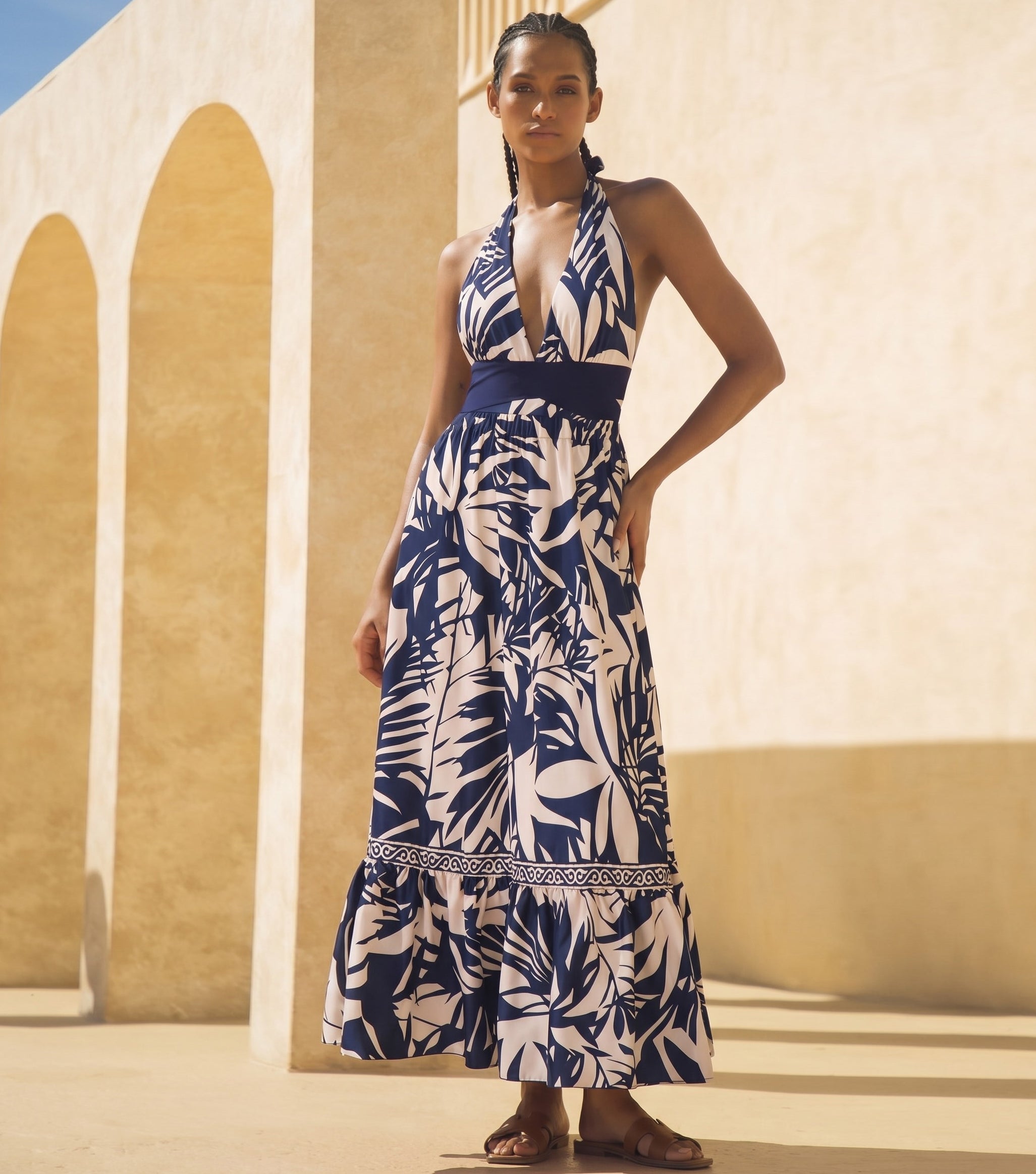 Plus Size V Neck Leaves Print One Piece Swimsuit and Pants/Skirt