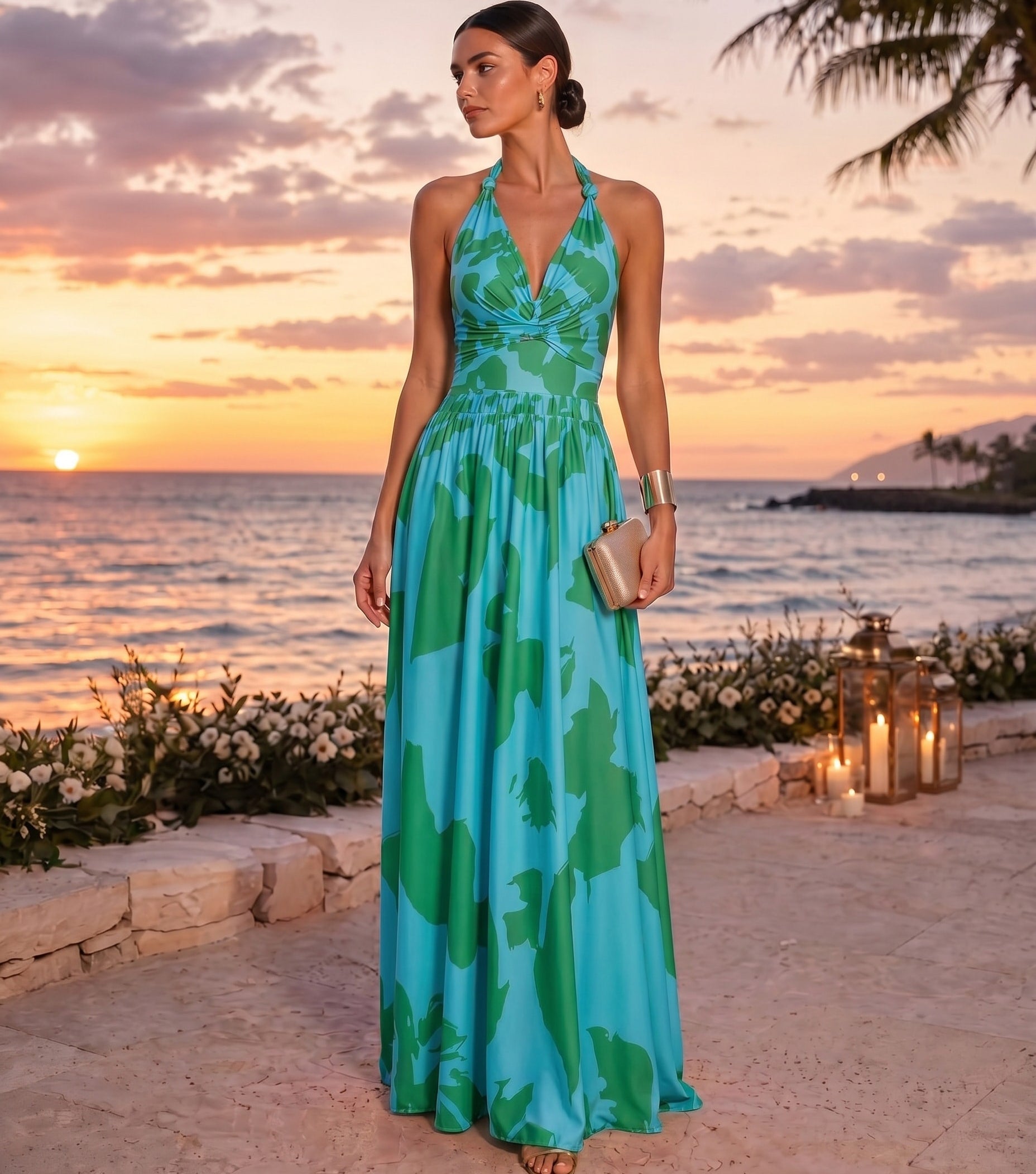 Tropic Printed One Piece Swimsuit and Skirt