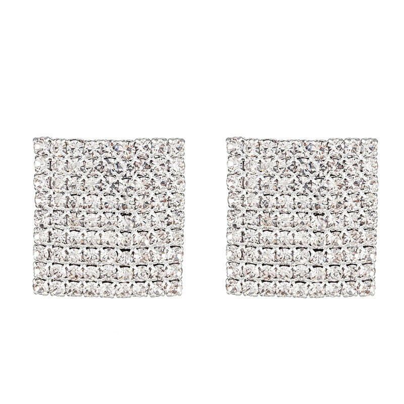 Square Rhinestone Stud Earrings