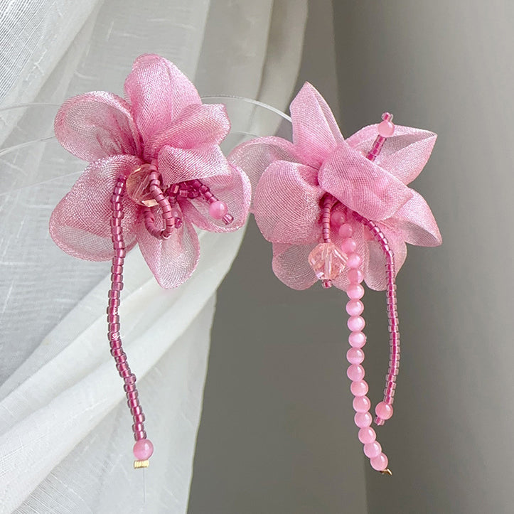 Handmade Beaded Flower Stud Earrings