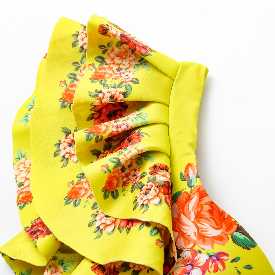 Ruffled Blooming Flower Print One Piece Swimsuit and Skirt Flaxmaker