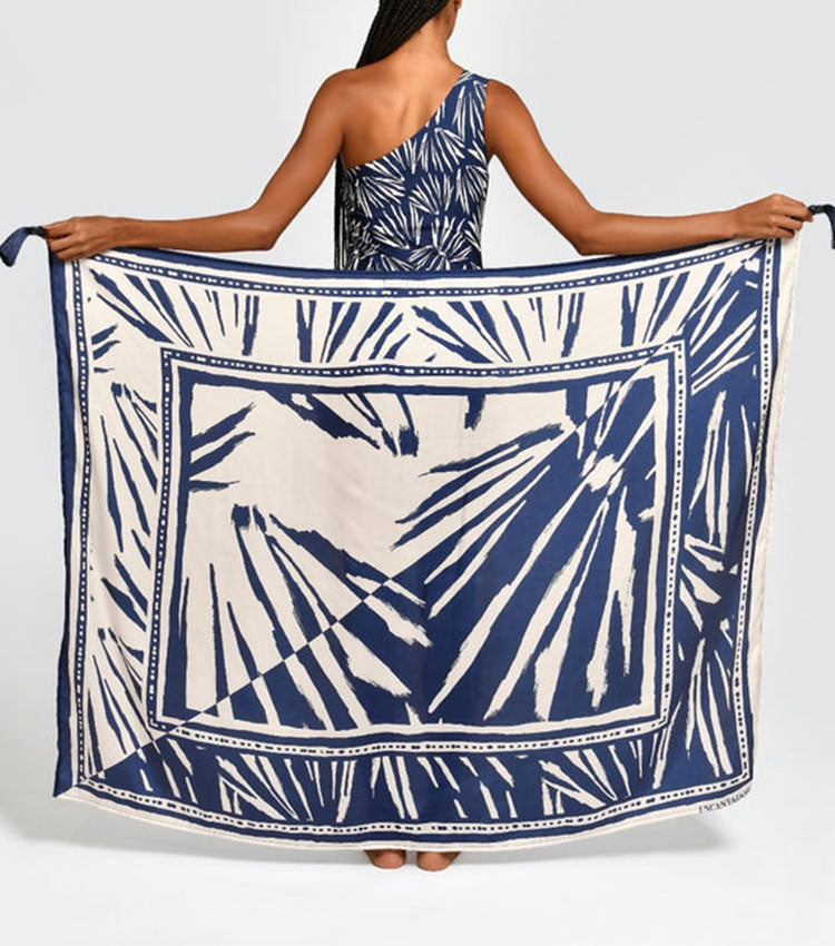 Oblique Shoulder Printed Swimsuit Set(s)