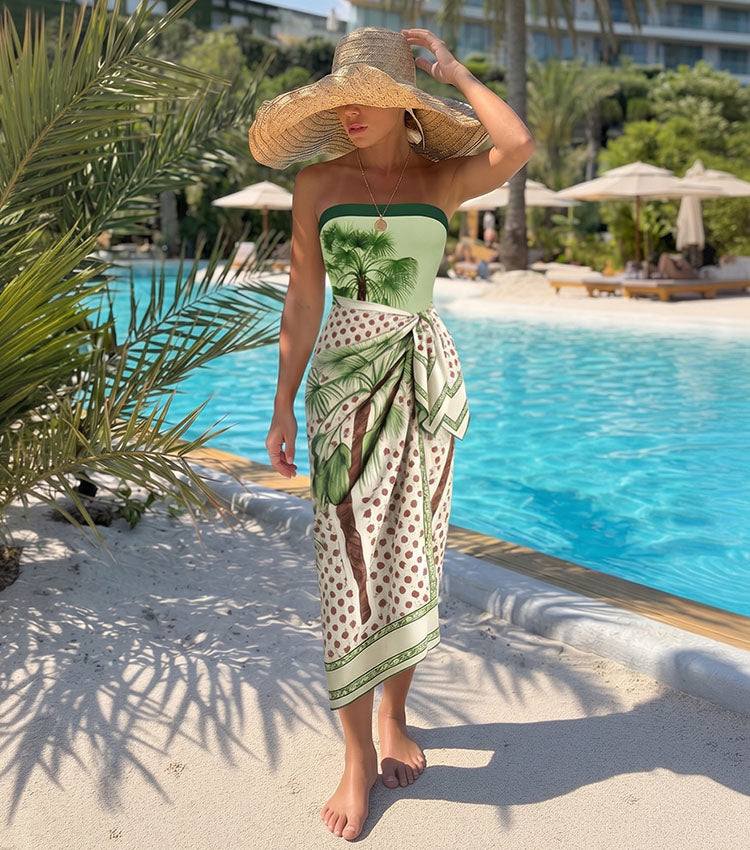 Halter Palm Print Swimsuit Set(s)
