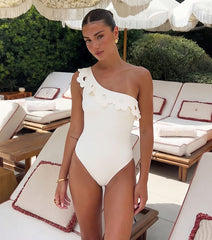One Shoulder Solid Color Swimsuit Set(s)