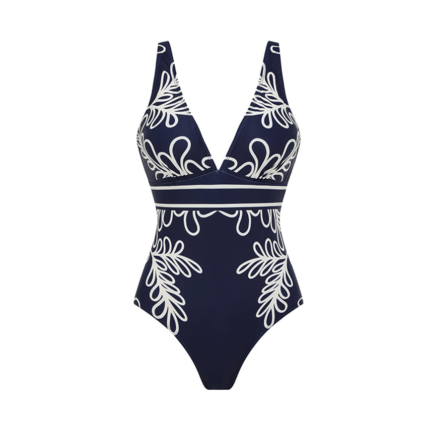 V Neck Blue Printed Swimsuit Set(s)