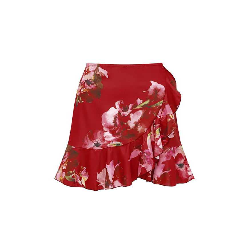 One Shoulder Cut Out Floral Decoration Print Swimsuit Set(s)