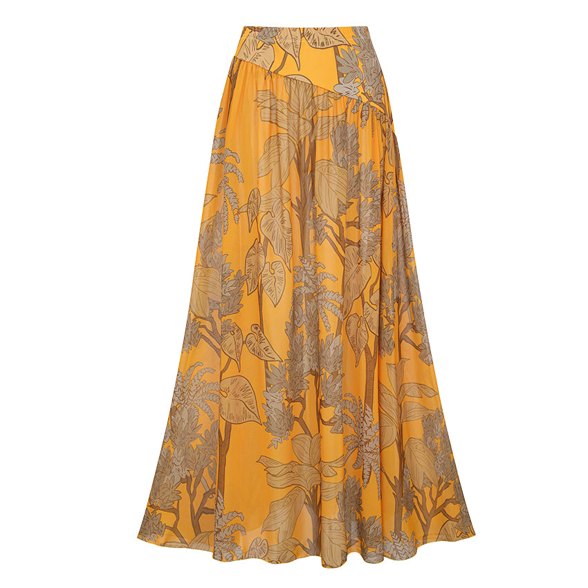 Plus Size One Shoulder Yellow Printed Swimsuit Set(s)