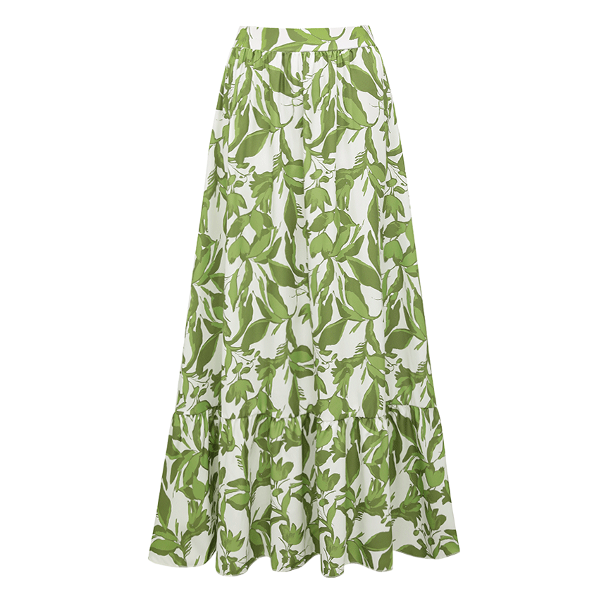 Plus Size Ruffle V Neck Green Print Cut Out Swimsuit Set(s)
