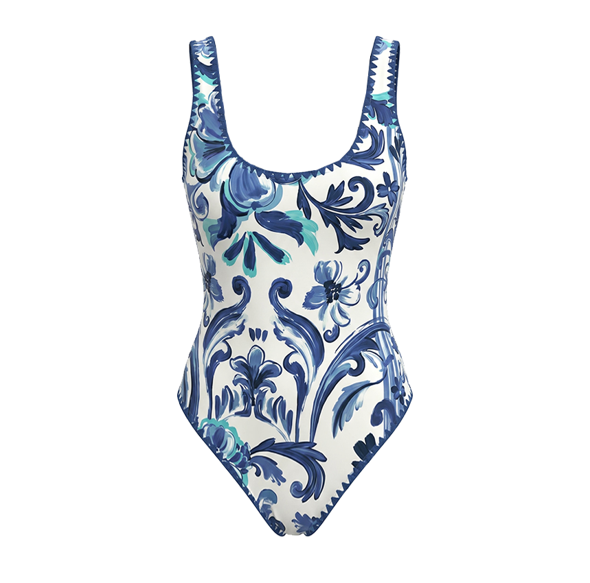 Blue Patterned Print Swimsuit set(s)