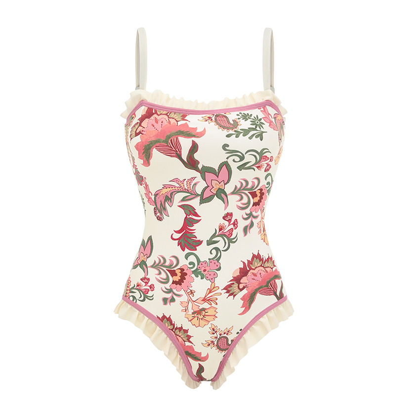 Ruffle Pink Paisley Print Swimsuit set(s)
