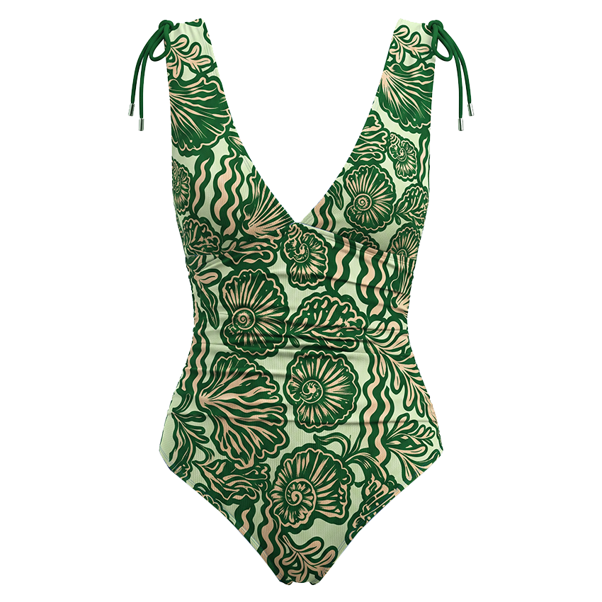 Tummy Control Seashell Print Swimsuit set(s)