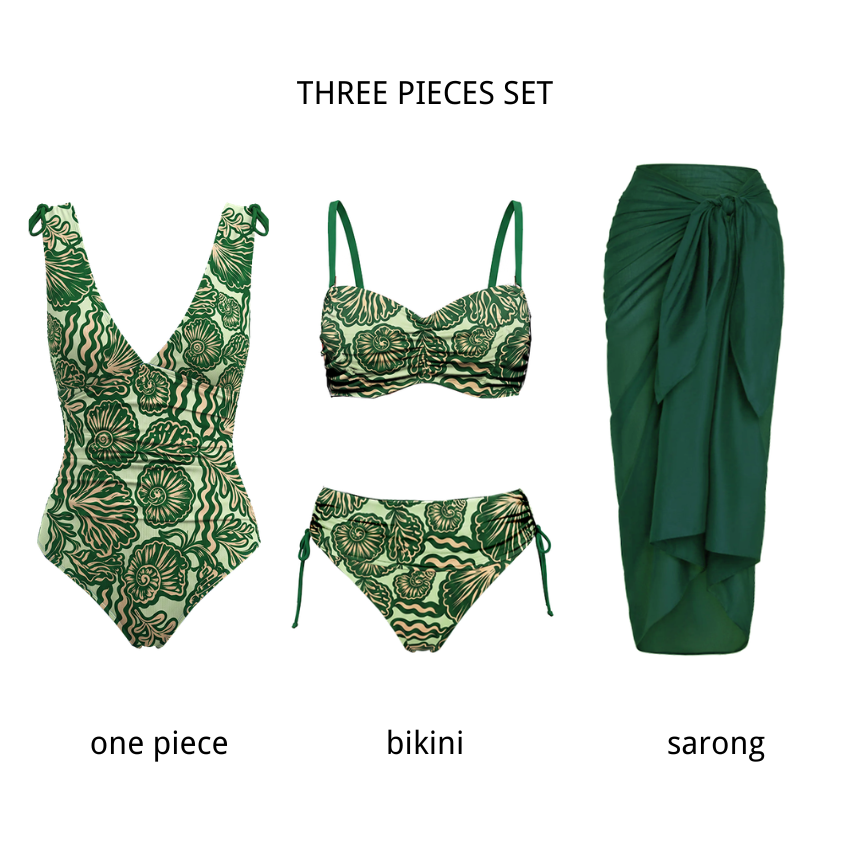 Tummy Control Seashell Print Swimsuit set(s)