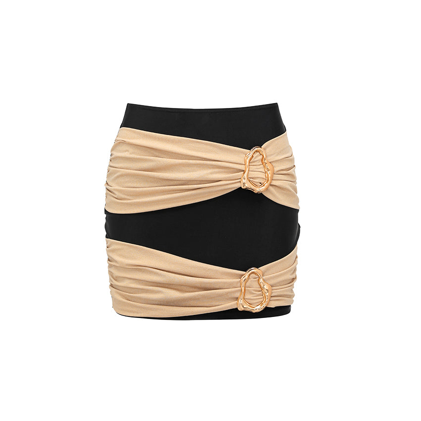 Gold Fabric Paneling High Waist Bikini Swimsuit Set(s)