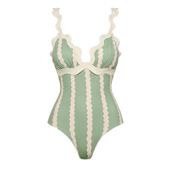 Pale Green Wave Pattern Swimsuit set(s)