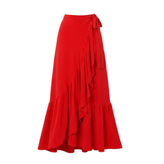 Plus Size Detachable 3D Flower Red One Piece Swimsuit and Skirt Flaxmaker
