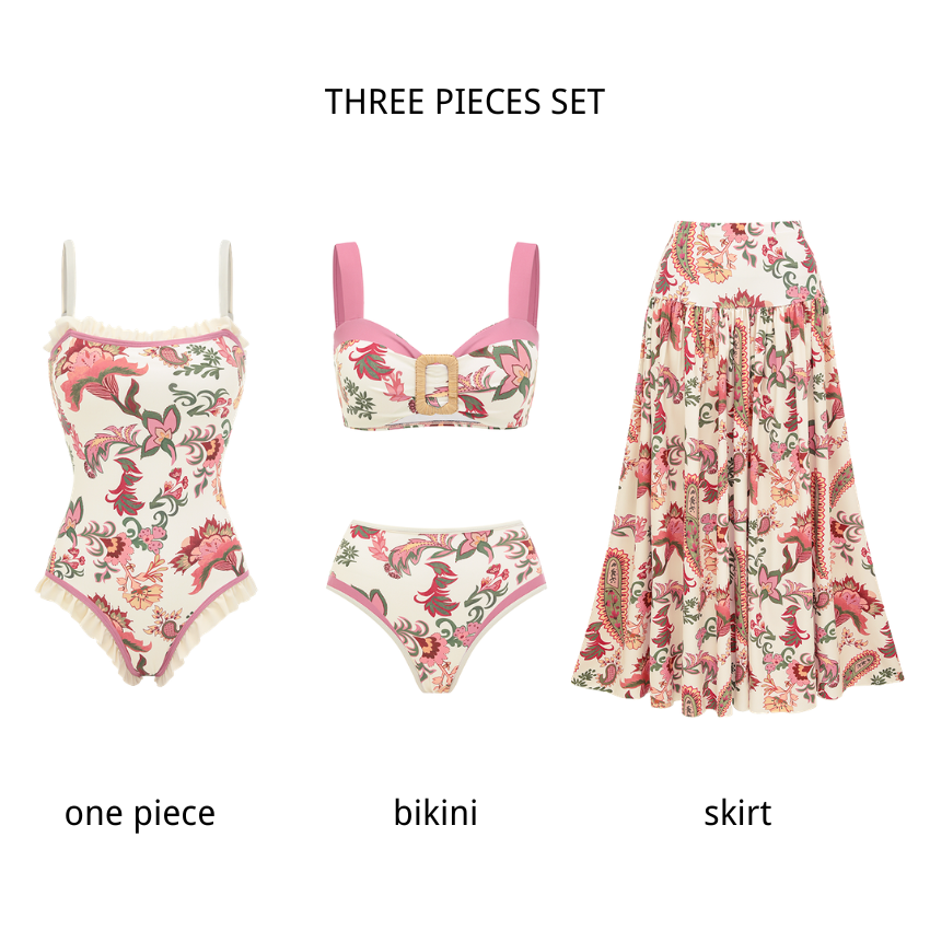 Ruffle Pink Paisley Print Swimsuit set(s)
