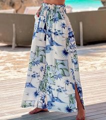 Sling Ruffle Printed  High Waist Bikini Swimsuit and Pants