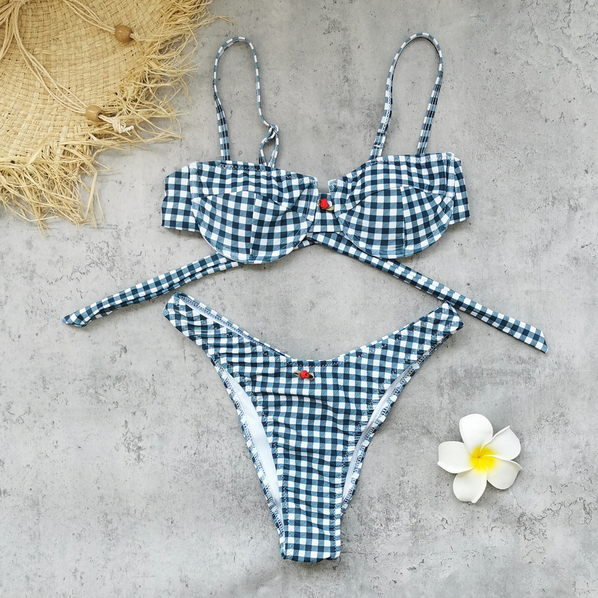 Sexy Plaid Print Swimsuit Set(s)