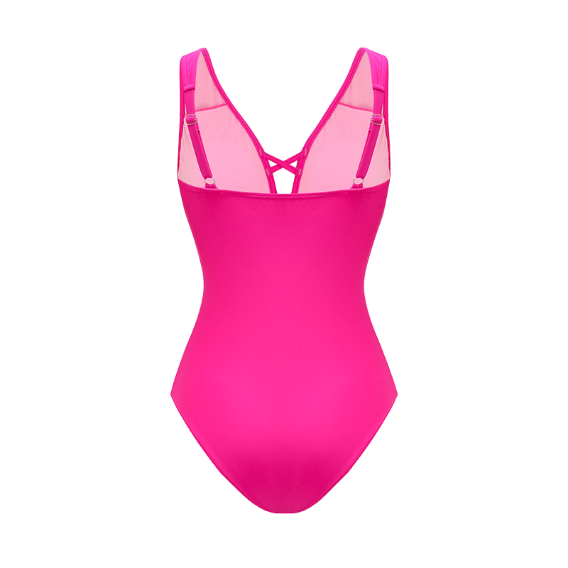 Plus Size Laser Hollow Out One Piece Swimsuit and Skirt