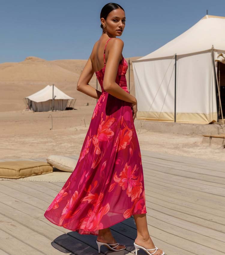 Plus Size Sling Abstract Floral Print One Piece Swimsuit and Skirt