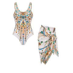 Round neck Celestial Chains Print Swimsuit Set(s)