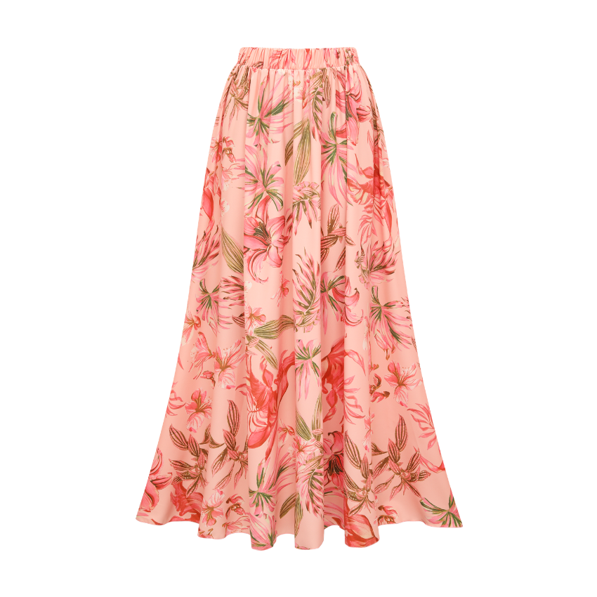 One Shoulder Pink Lily Print Swimsuit Set(s)