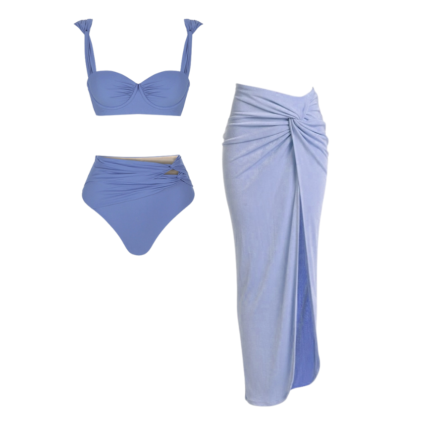 Plus Size Push Up High Waist Bikini Swimsuit and Sarong Flaxmaker