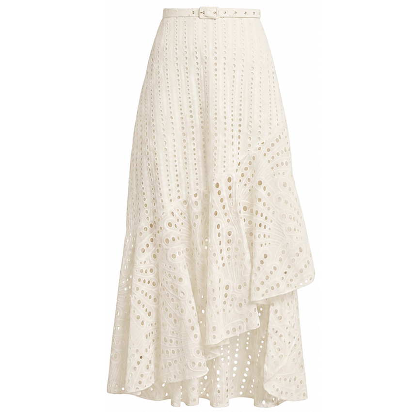 Plus Size Detachable Shoulder Straps White Color Laser Cutting Swimsuit Set(s)