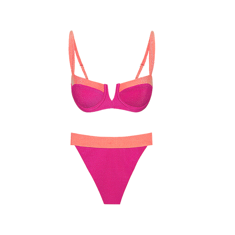 Plus Size Strappy Color Block Bikini Swimsuit and Sarong Flaxmaker