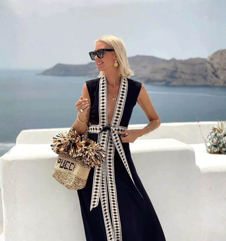 V Neck Vacation Dress