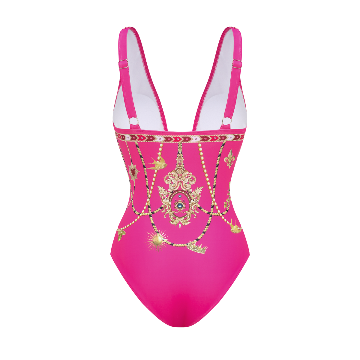 Hollow Metallic Pattern Printing One Piece Swimsuit and Skirt