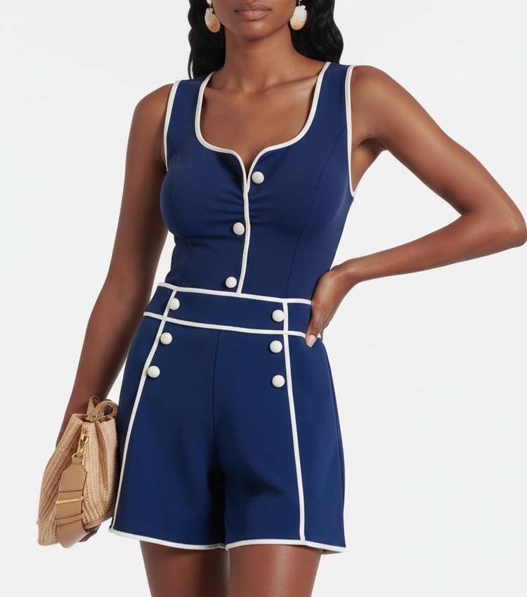 Plus Size Color Block One Piece Swimsuit and Shorts
