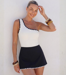 Plus Size One Shoulder Lace Swimsuit Set(s)