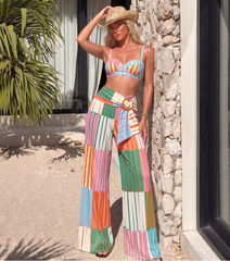 Push-Up Colorful Striped Print Swimsuit Set(s)