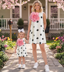 Mom&Me 3D Flower Polka Sleeveless Dress